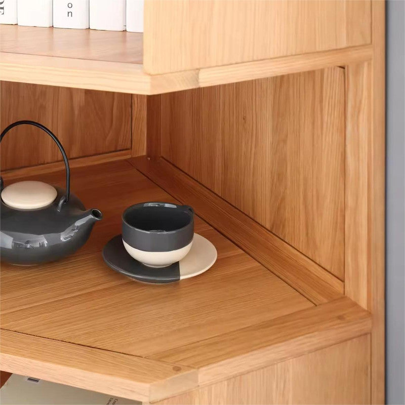 Practical Corner Bookshelves Decoration Solid Oak Wood Bookshelf Storage Rack