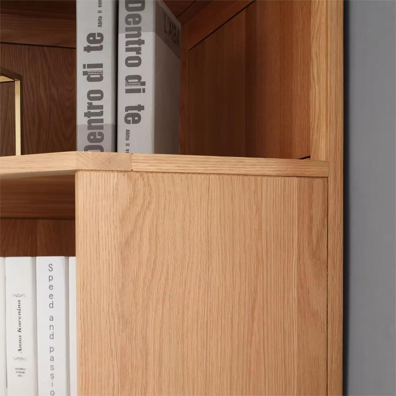 Practical Corner Bookshelves Decoration Solid Oak Wood Bookshelf Storage Rack