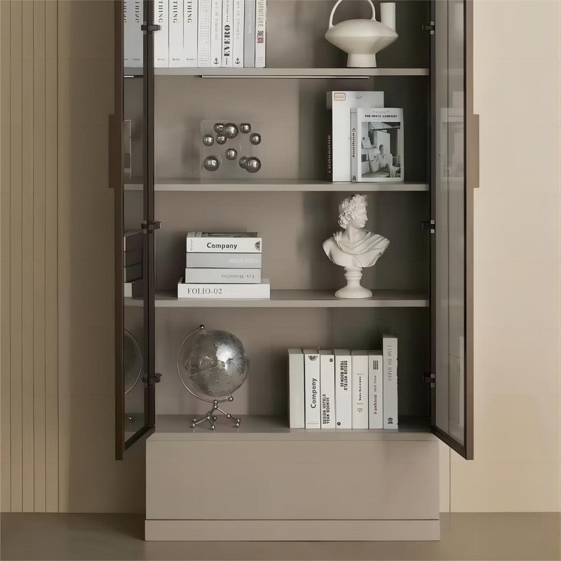 Multi-functional Tall Solid Wood Birch Display Bookcase Set Bookshelf Set Book Storage Cabinet with Light (Set of 3)