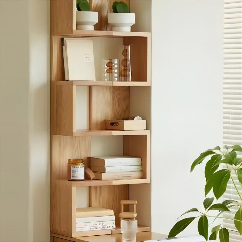 Natural Wooden Living Room Display Cabinet Display Cabinet Wall Mount Corner Shelves for Room (set of 2)