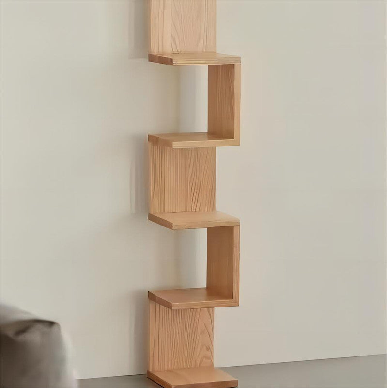 Natural Wooden Living Room Display Cabinet Display Cabinet Wall Mount Corner Shelves for Room (set of 2)