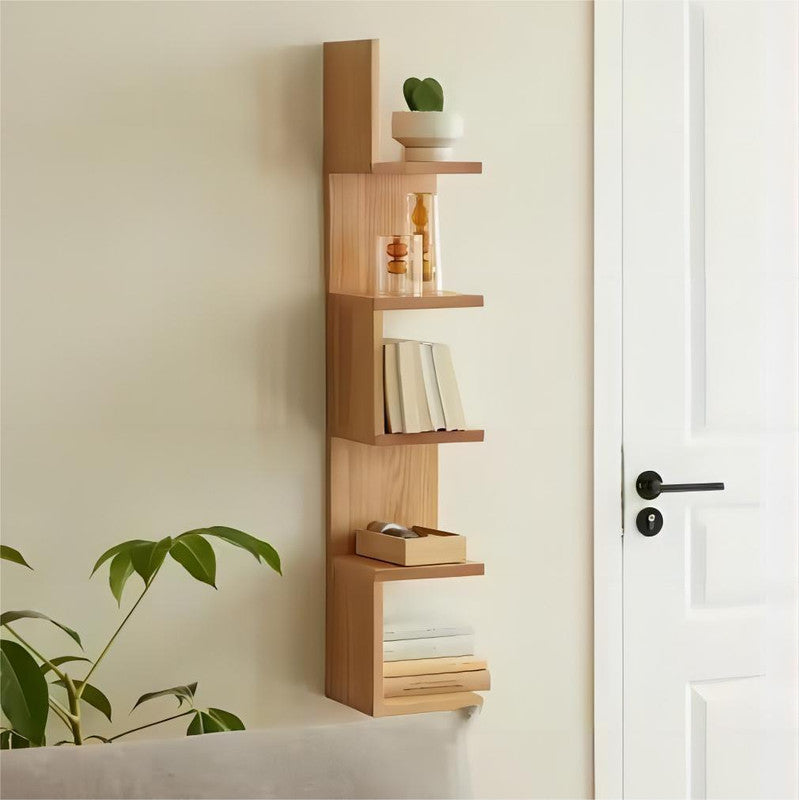 Natural Wooden Living Room Display Cabinet Display Cabinet Wall Mount Corner Shelves for Room (set of 2)