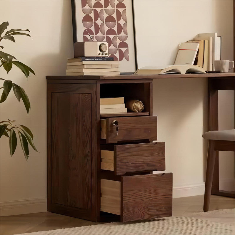 Modern Extendable Solid Wooden Oak Black Walnut with Drawer PC Desks Study Table Desk Set (set of 2)