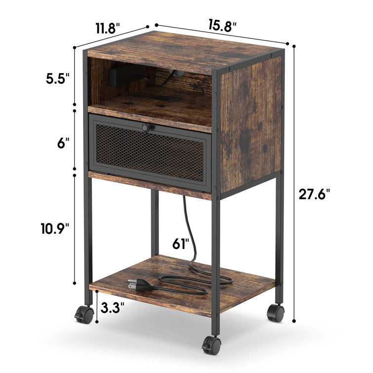 27.4'' H x 15.8'' W 1 Printer Stand with Wheels