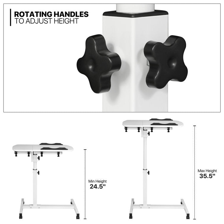 Mobile Rolling Laptop Cart Tray with Mouse Stand Adjustable