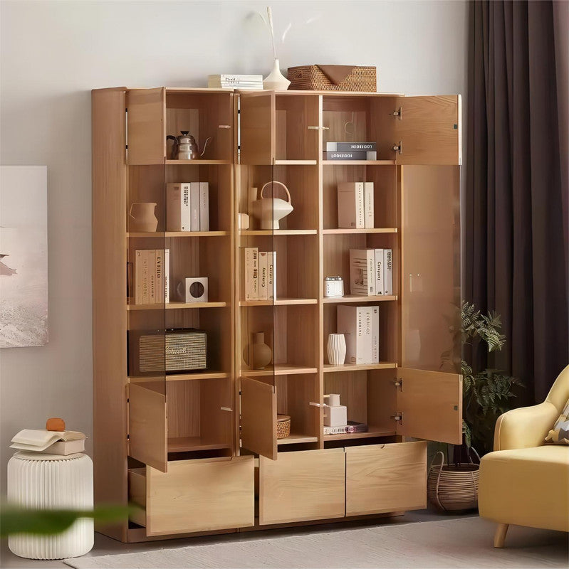 Solid Oak Wood Book Shelf Office Cabinet Bookcases Bookshelves (set of 2)
