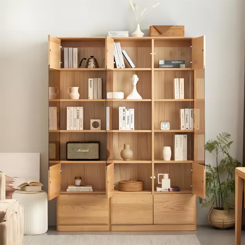 Solid Oak Wood Book Shelf Office Cabinet Bookcases Bookshelves (set of 2)