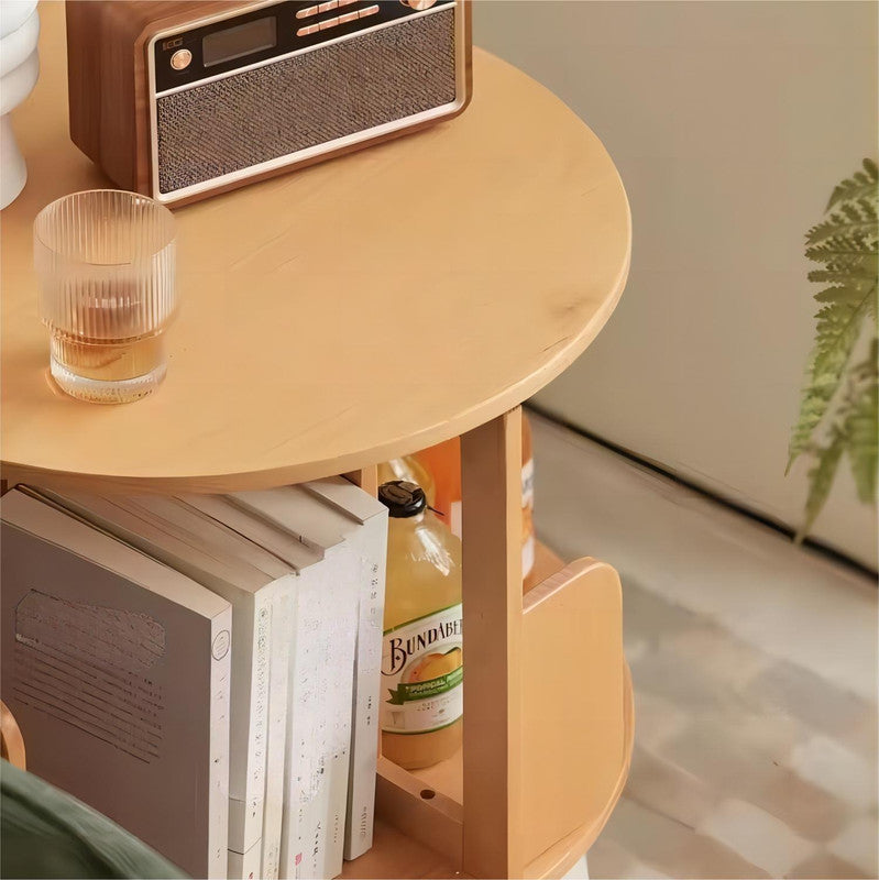 Round Open Modern 2/5 Layers Beech Wood 360 Rotating Bookshelf Bookcases