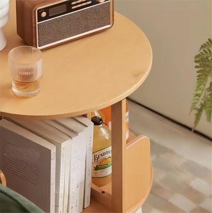 Round Open Modern 2/5 Layers Beech Wood 360 Rotating Bookshelf Bookcases