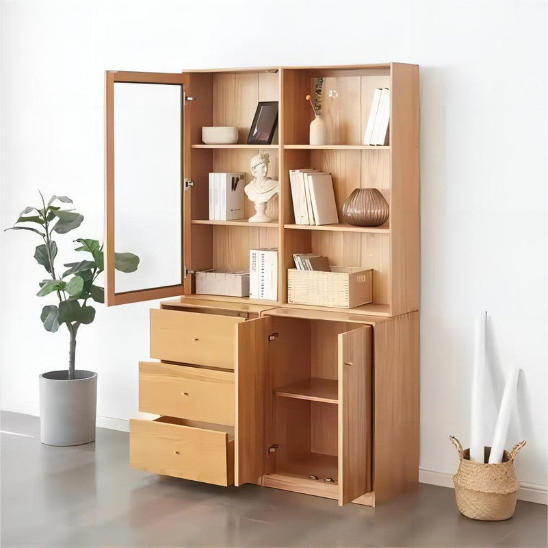 Solid Oak Wood Home Office Book Shelf Wooden Bookcase (set of 2)