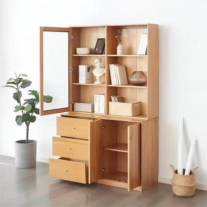 Solid Oak Wood Home Office Book Shelf Wooden Bookcase (set of 2)