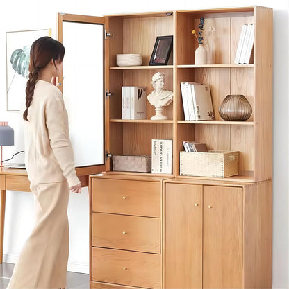 Solid Oak Wood Home Office Book Shelf Wooden Bookcase (set of 2)