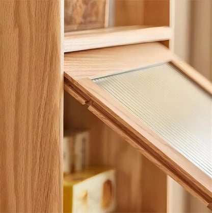 Modern Solid Oak Wood Bookcase Book Shelf Cabinet (set of 2)