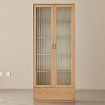 Modern Solid Oak Wood Bookcase Book Shelf Cabinet (set of 2)