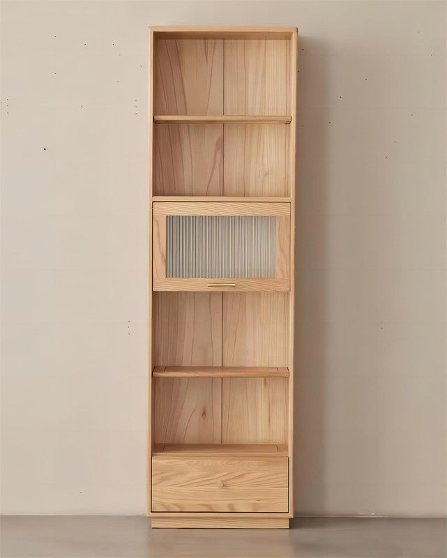 Modern Solid Oak Wood Bookcase Book Shelf Cabinet (set of 2)