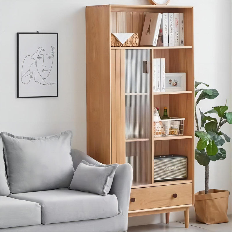 Solid Oak Wood Tall Bookcase Home Office Furniture Shelves Book Cabinet