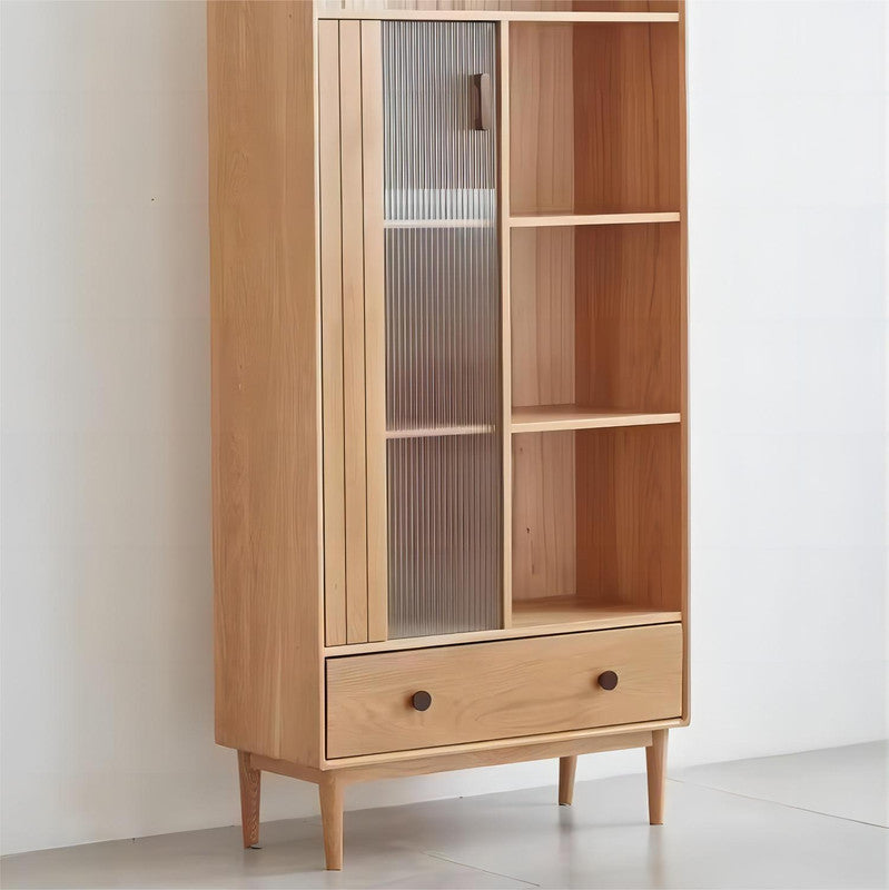 Solid Oak Wood Tall Bookcase Home Office Furniture Shelves Book Cabinet