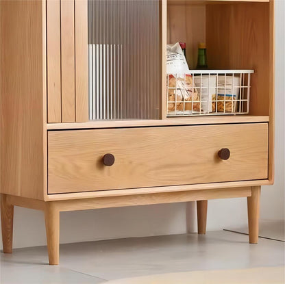 Solid Oak Wood Tall Bookcase Home Office Furniture Shelves Book Cabinet