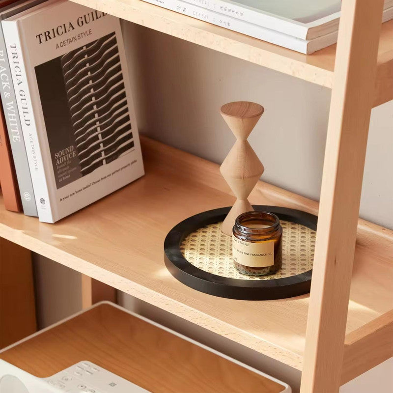 Natural Wood Color Light Desk with Shelves Solid Beech Wood Study Desk