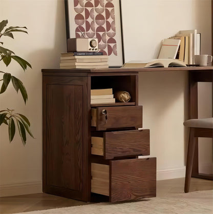 Modern Extendable Solid Wooden Oak Black Walnut with Drawer PC Desks Study Table Desk Set (set of 2)
