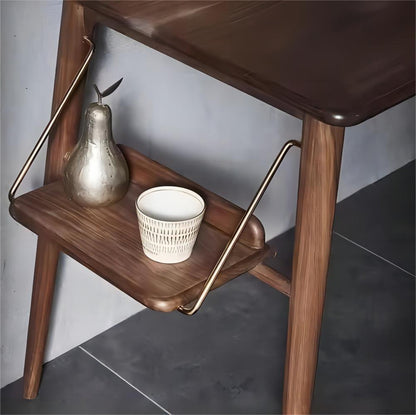Solid Black Walnut Wood Study Table with Drawer Home Office Desk