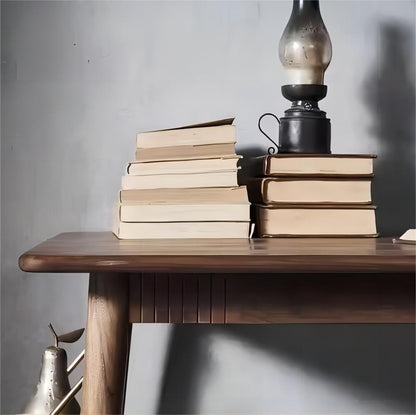 Solid Black Walnut Wood Study Table with Drawer Home Office Desk