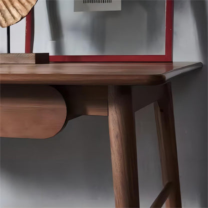 Solid Black Walnut Wood Study Table with Drawer Home Office Desk