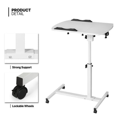 Mobile Rolling Laptop Cart Tray with Mouse Stand Adjustable