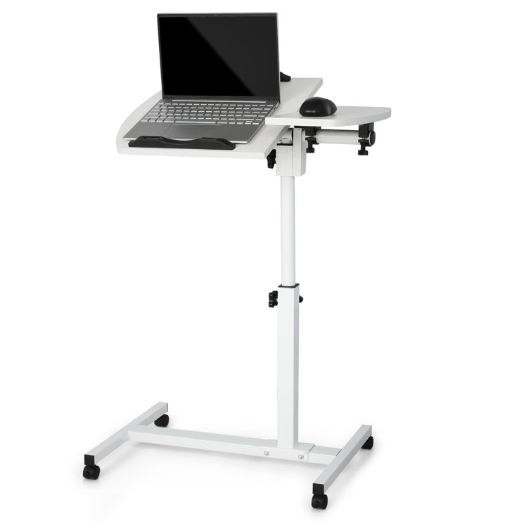 Mobile Rolling Laptop Cart Tray with Mouse Stand Adjustable